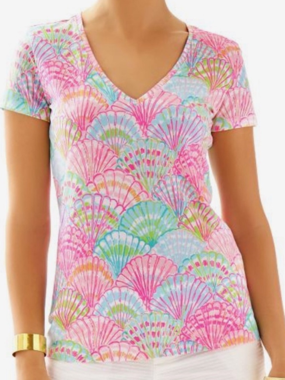 NWT Lilly Pulitzer Michele V-Neck Top, Oh Shello size M